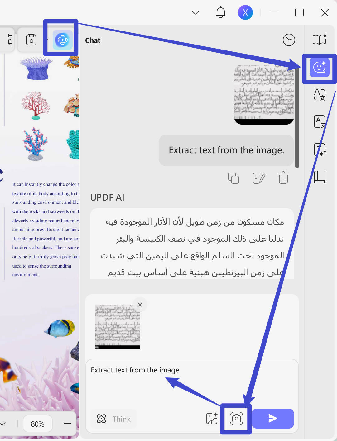 Screenshot to extract Arabic PDF to Word with UPDF AI on Windows