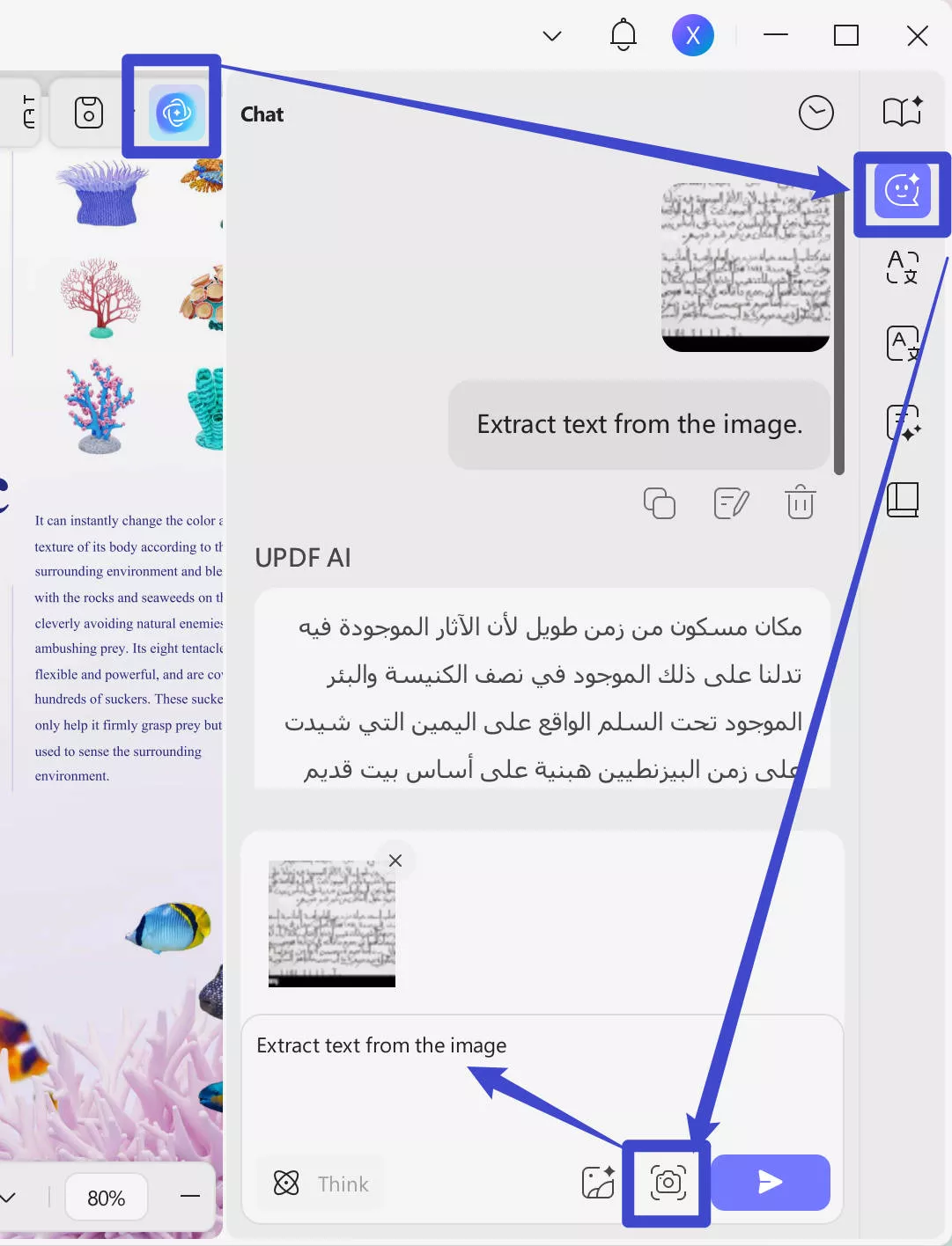 Screenshot to extract Arabic PDF to Word with UPDF AI on Windows