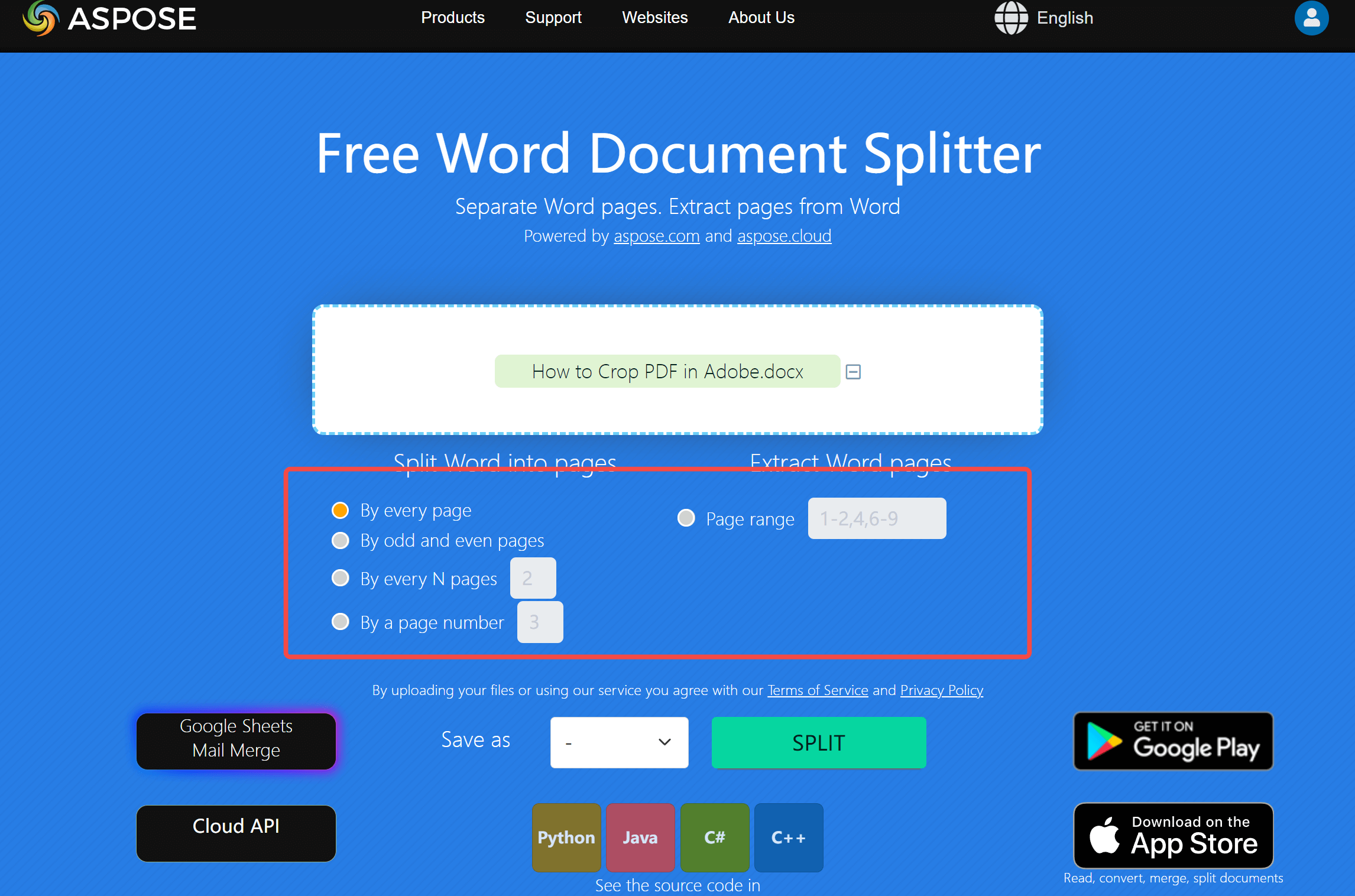 Aspose Free Word Document Splitter