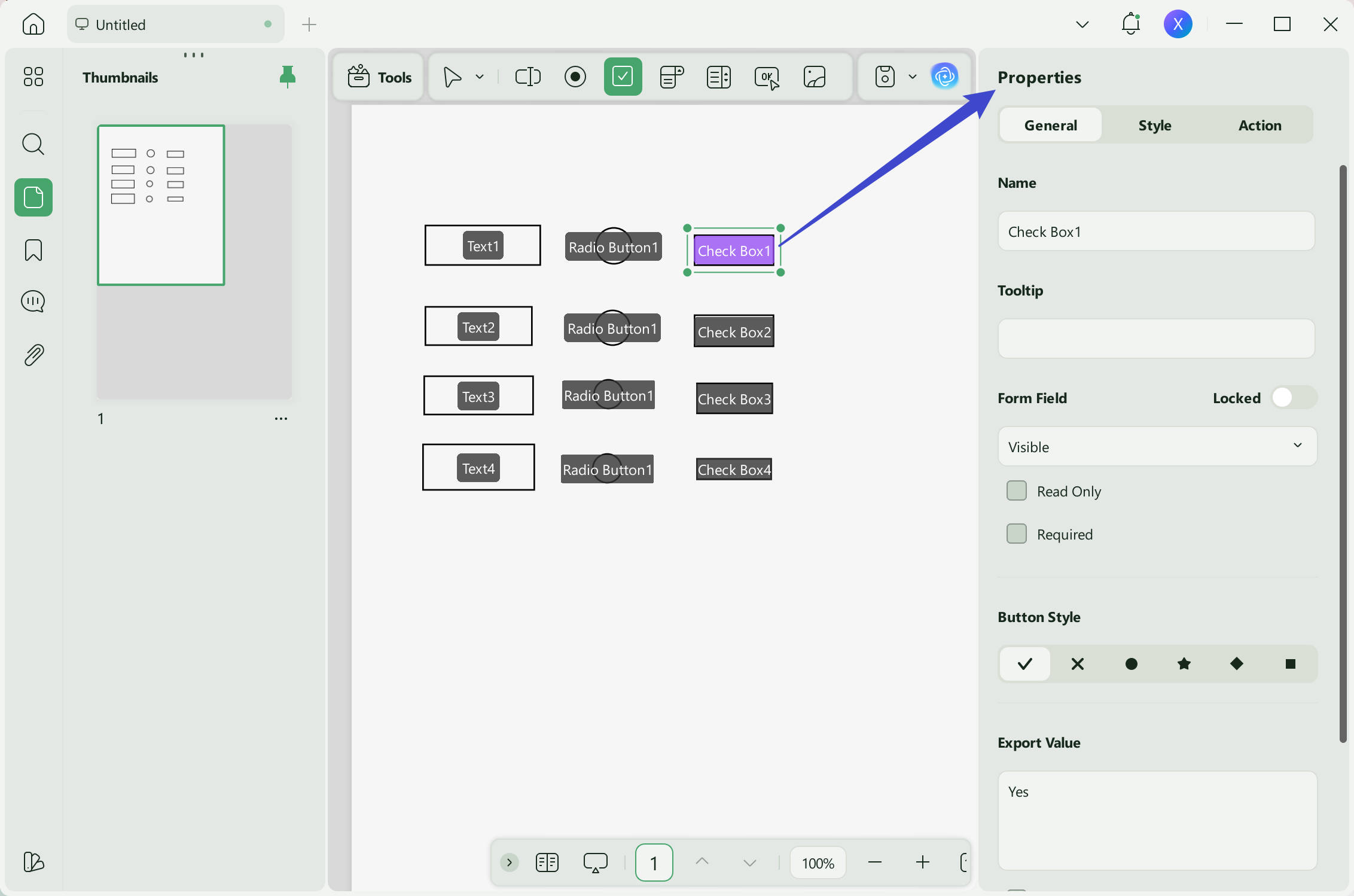 Customize form properties in UPDF on Windows