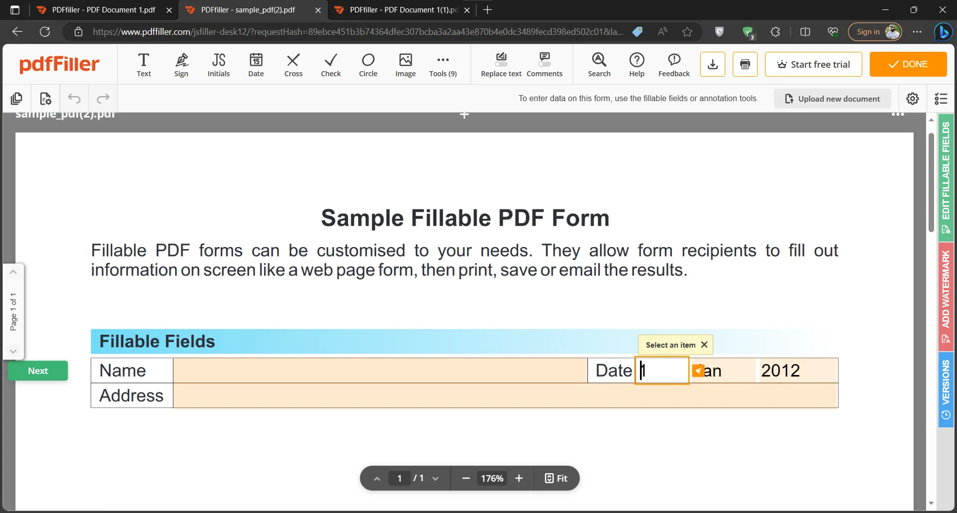 cambiar la fecha de creación del pdf en un pdf rellenable pdffiller