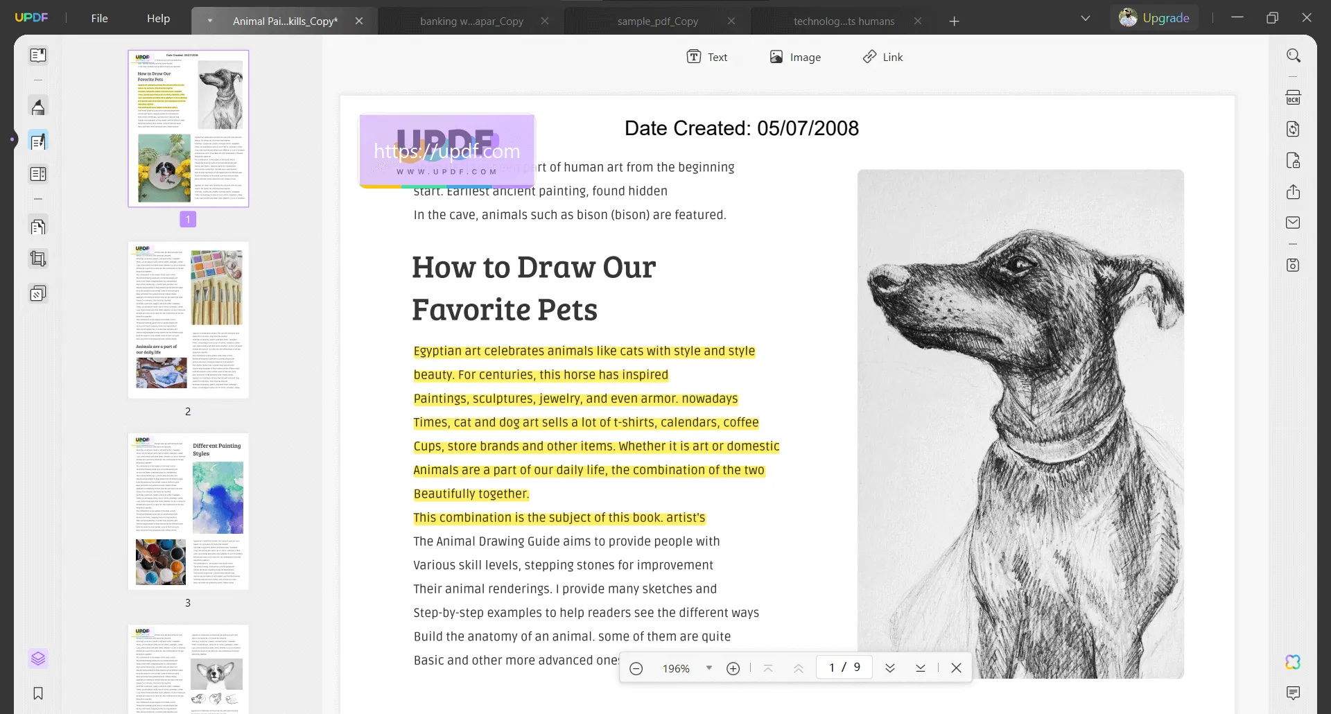 change pdf creation date updf edit option