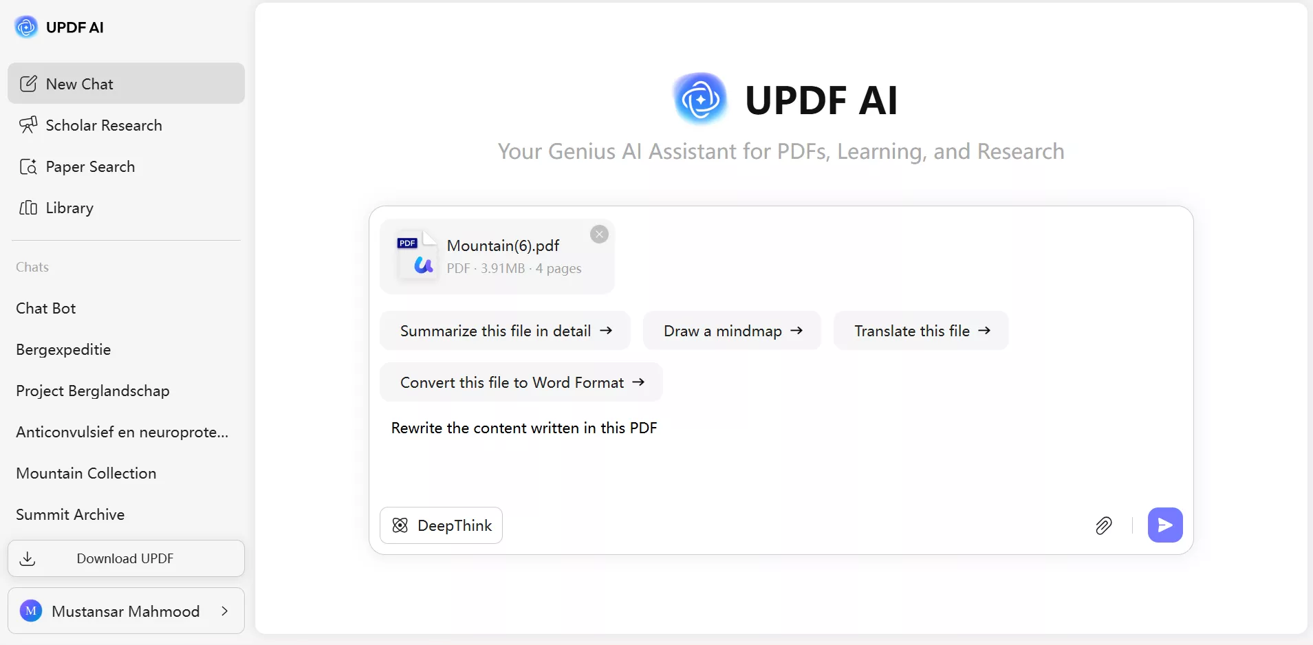 rewrite pdf content with updf ai