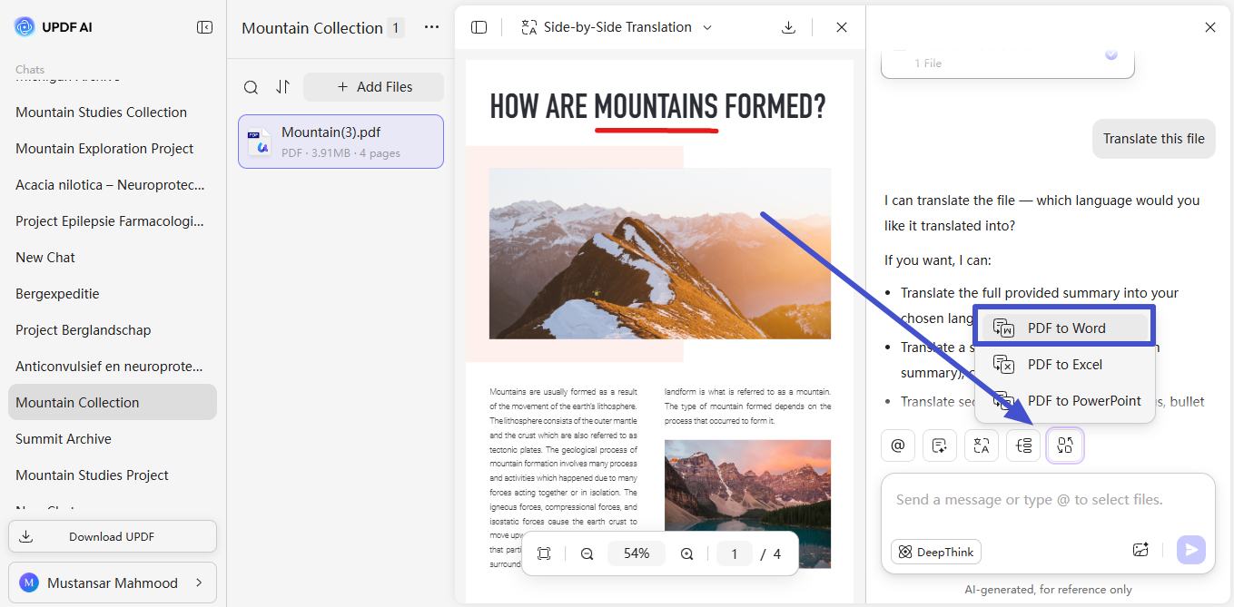 select pdf conversion option