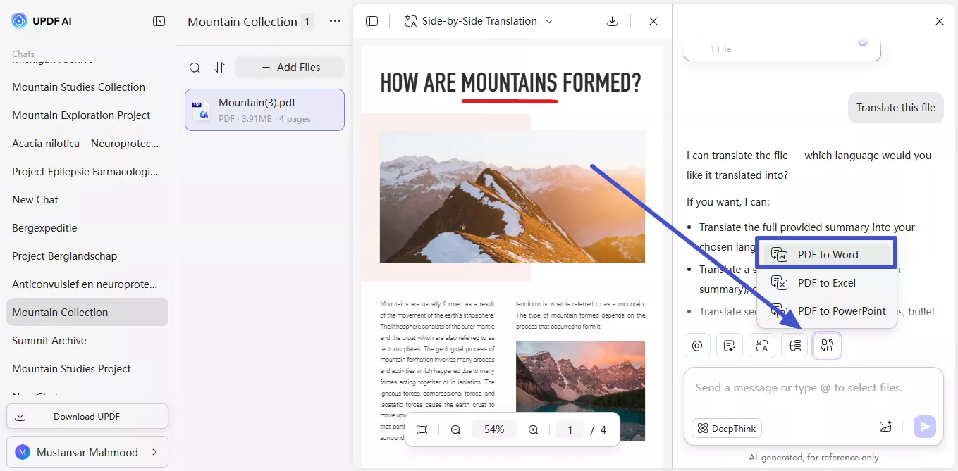 select pdf conversion option