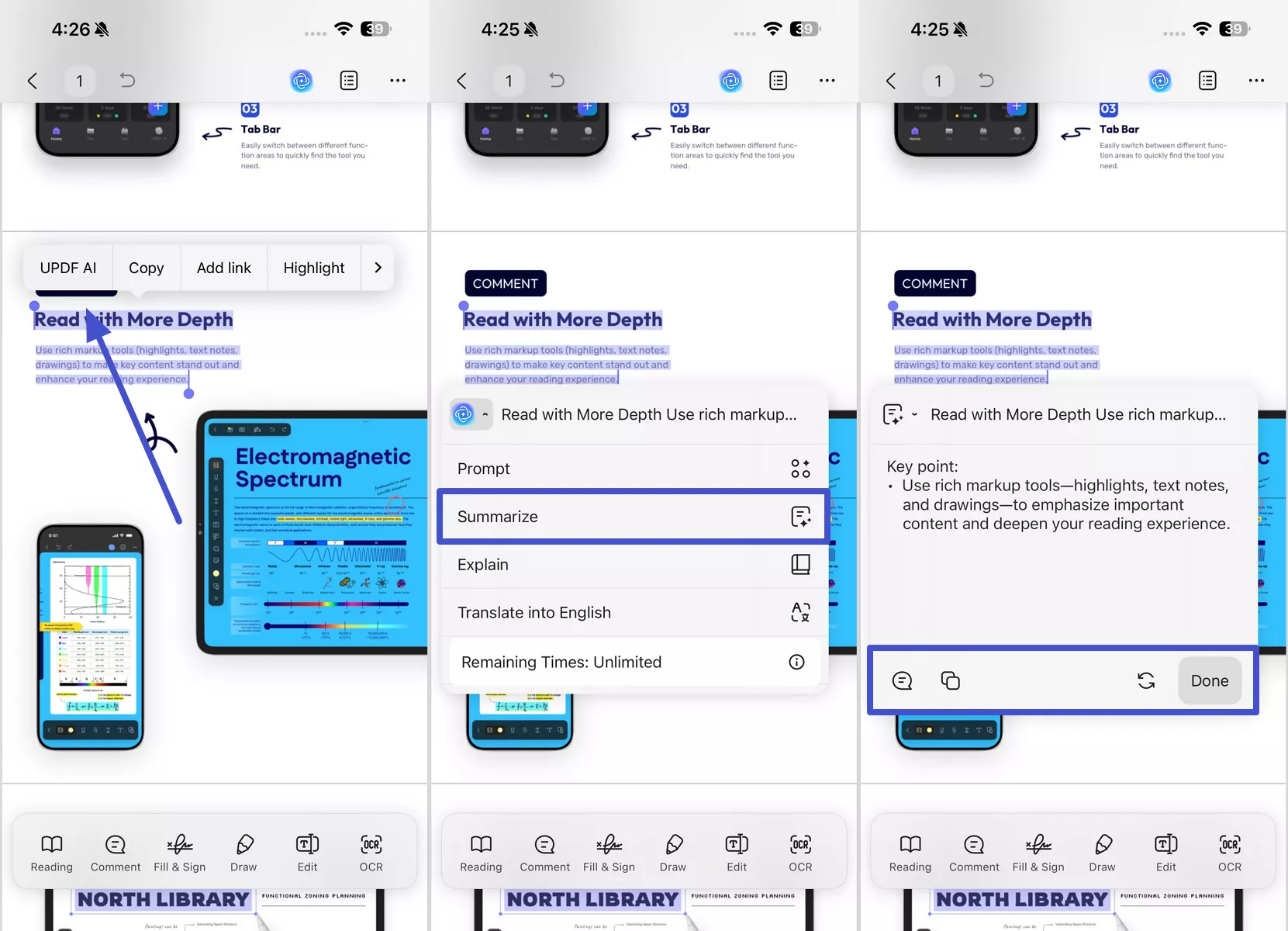 summarize by selecting text