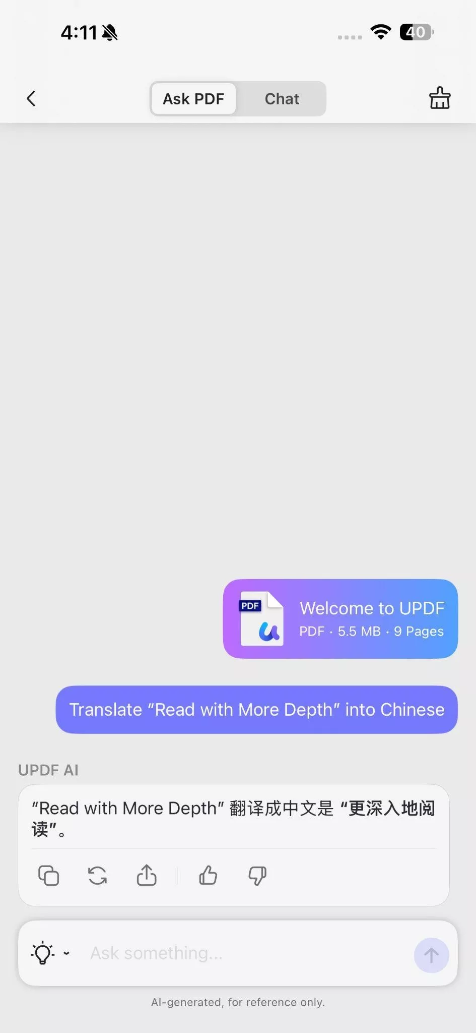 translate using the prompt
