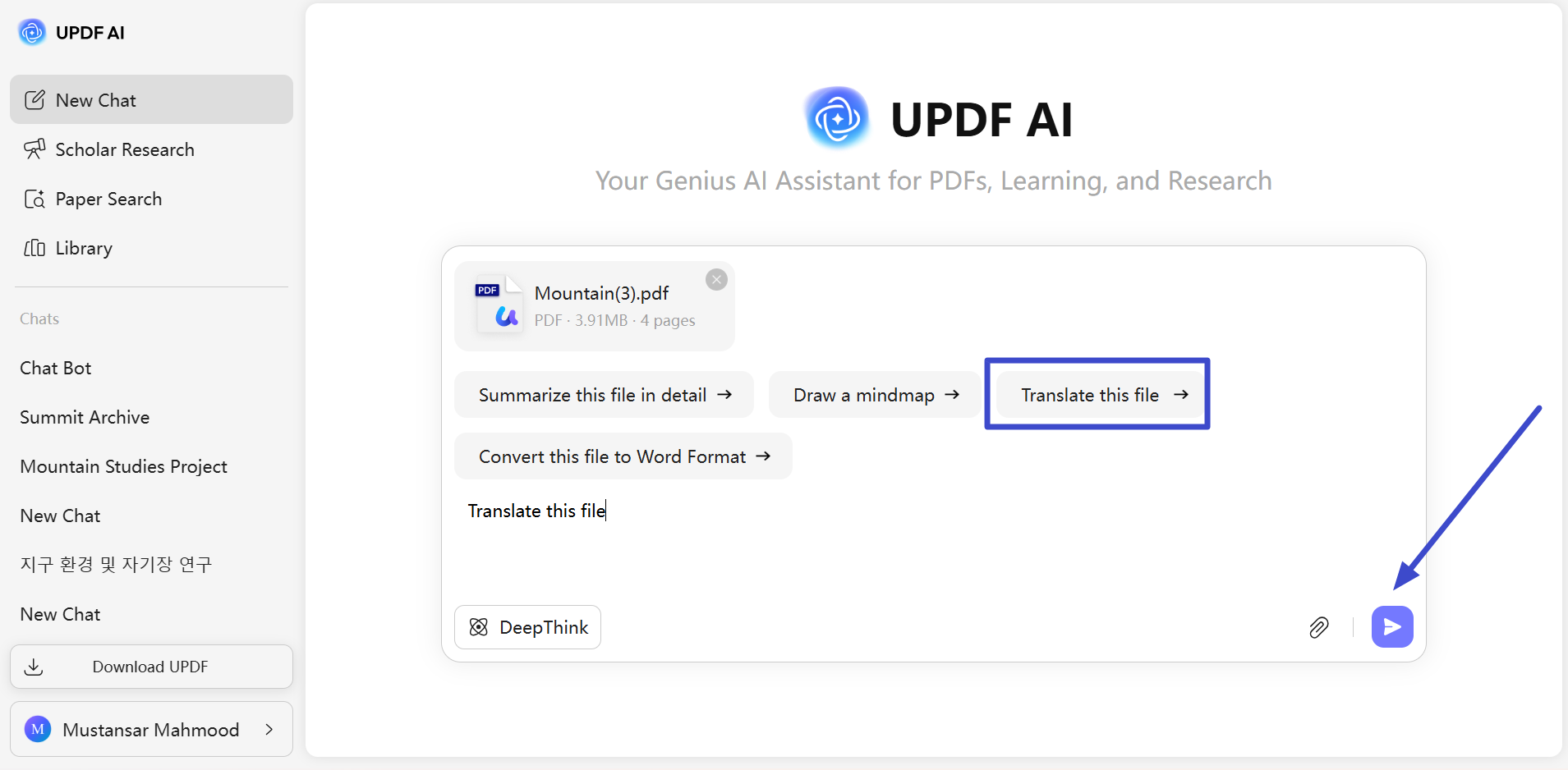 upload file and translate