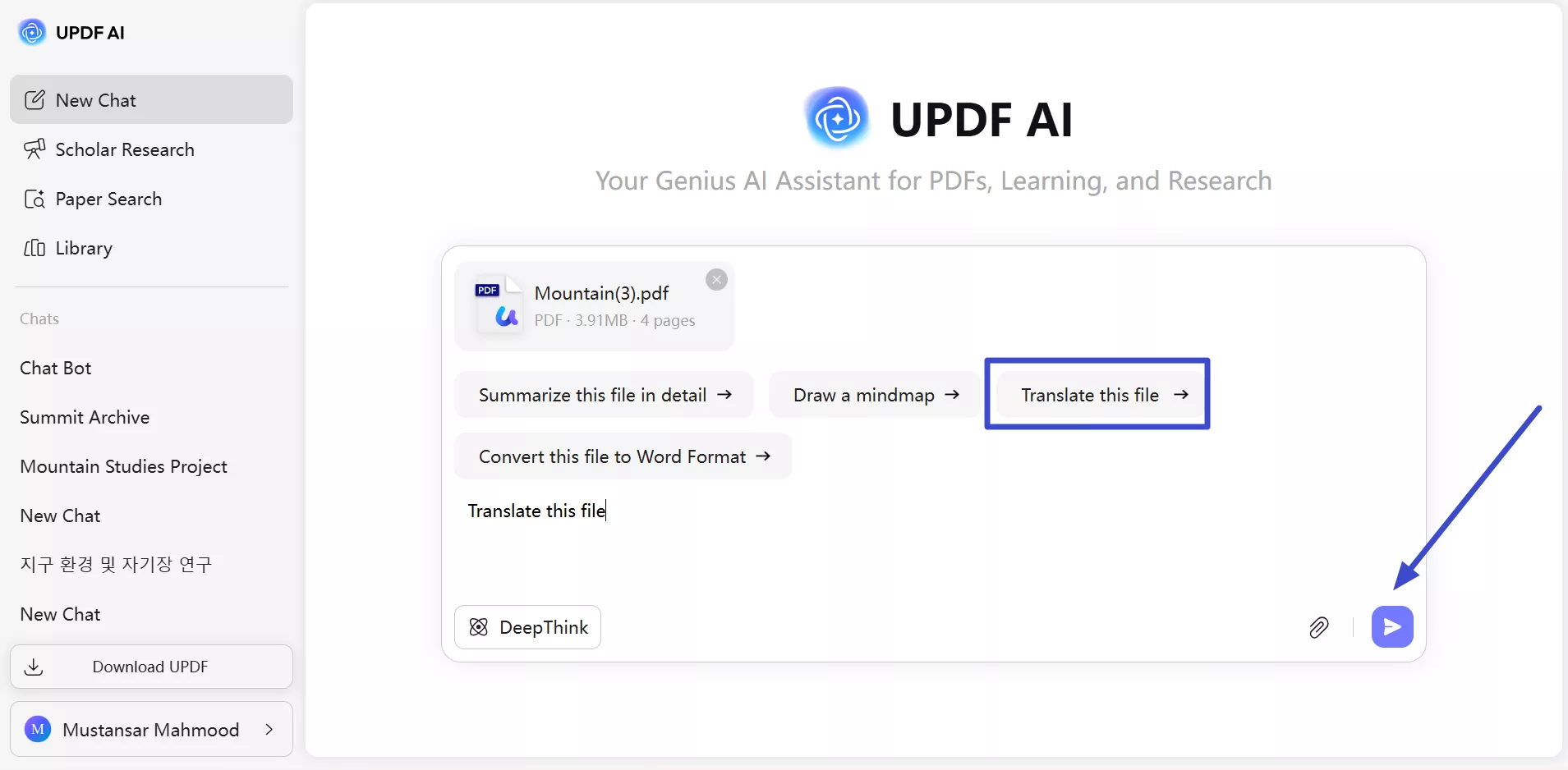 upload file and translate