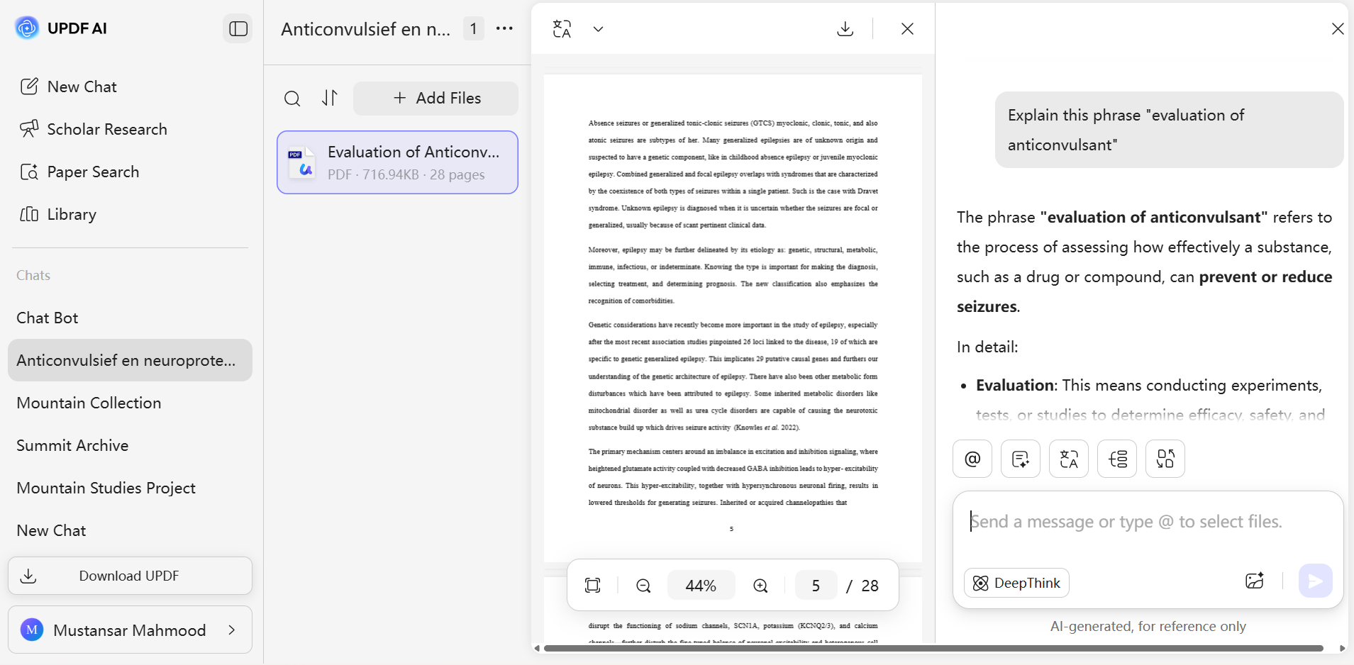 explain pdf with updf ai online