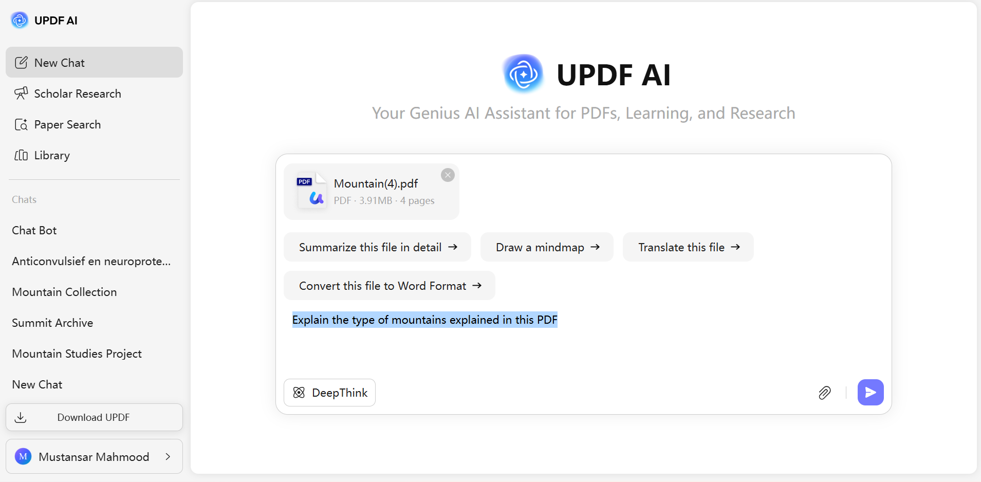 ask any question from pdf