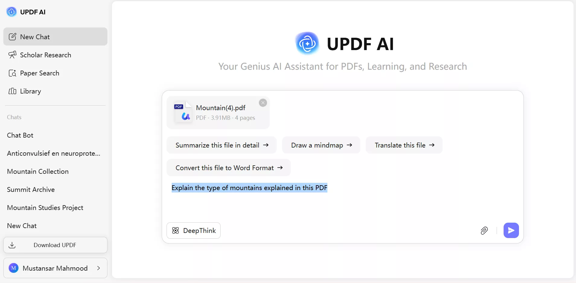 ask any question from pdf