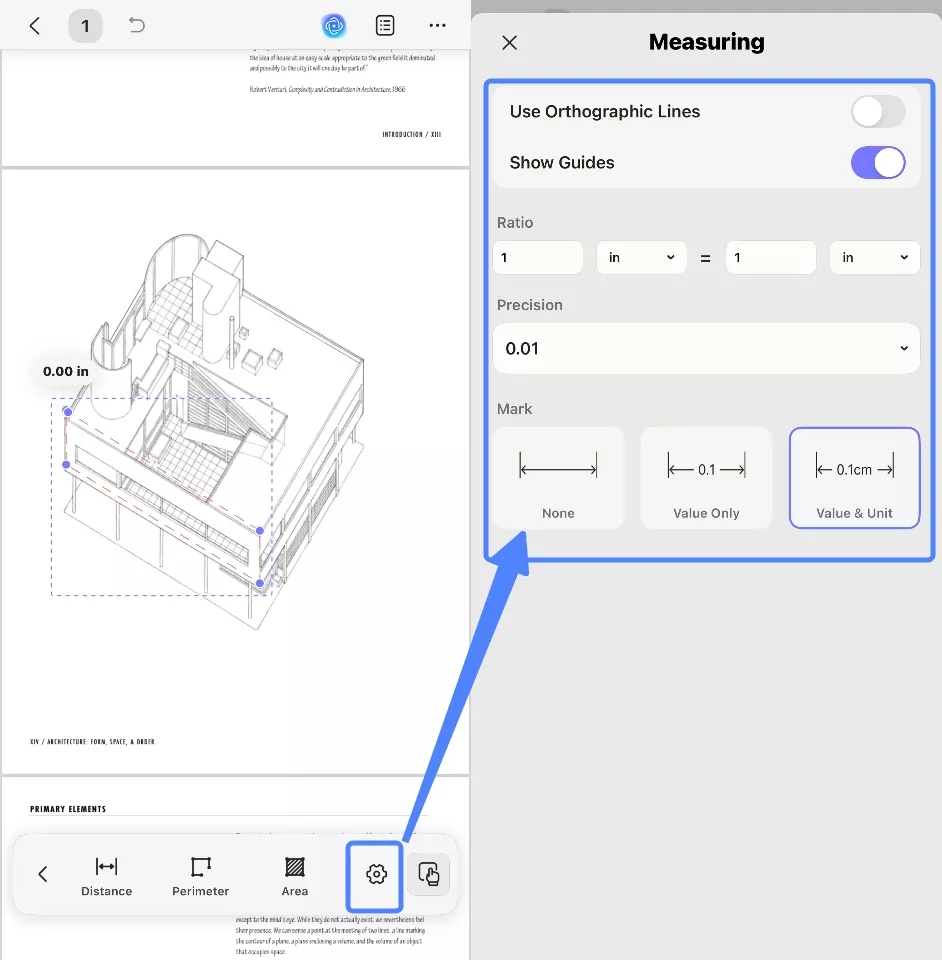 click the gear icon on updf ios