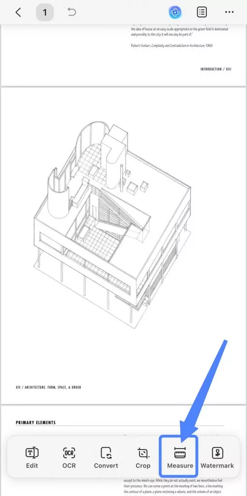 click the measure on updf ios