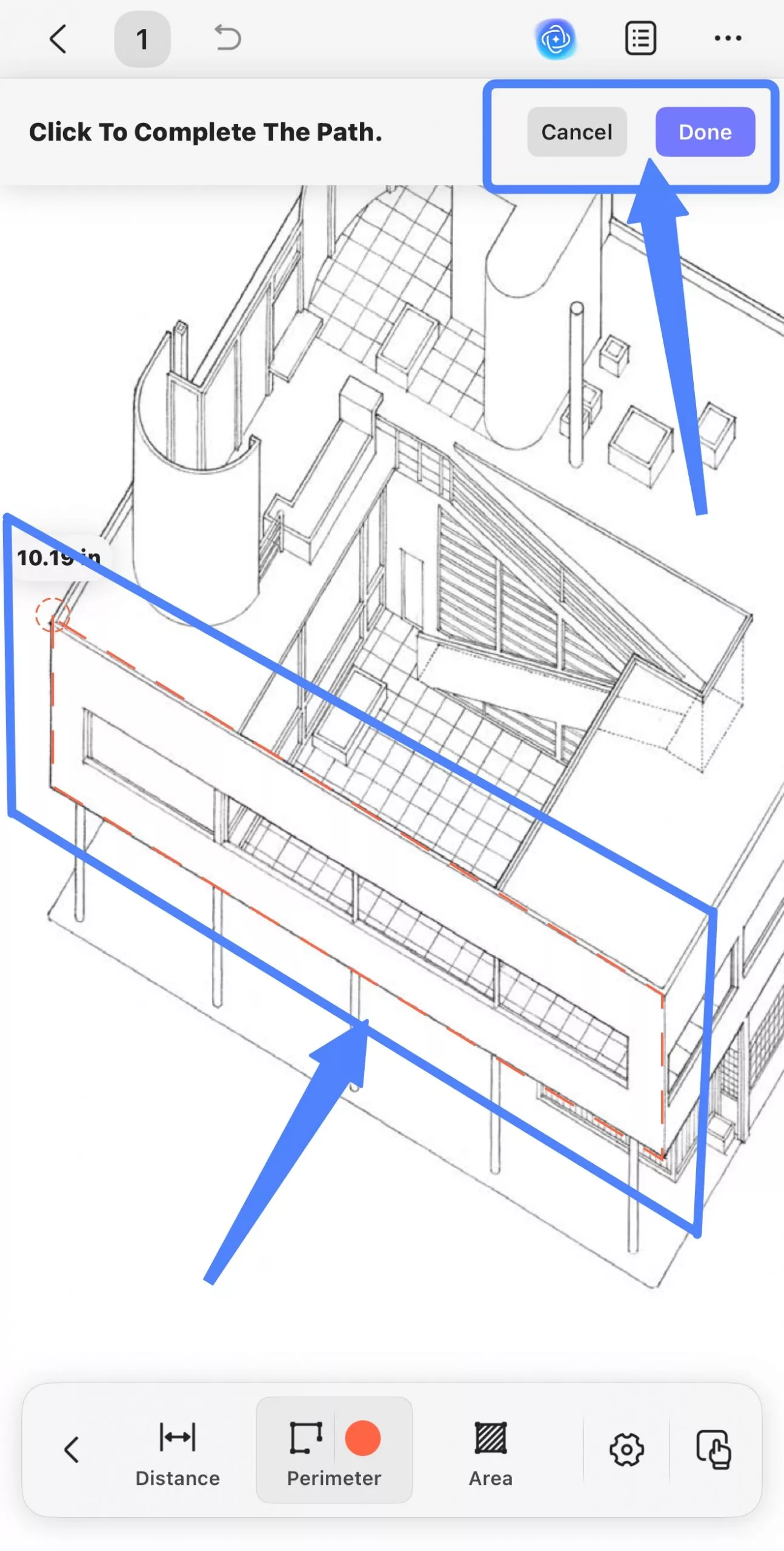 click to complete the path