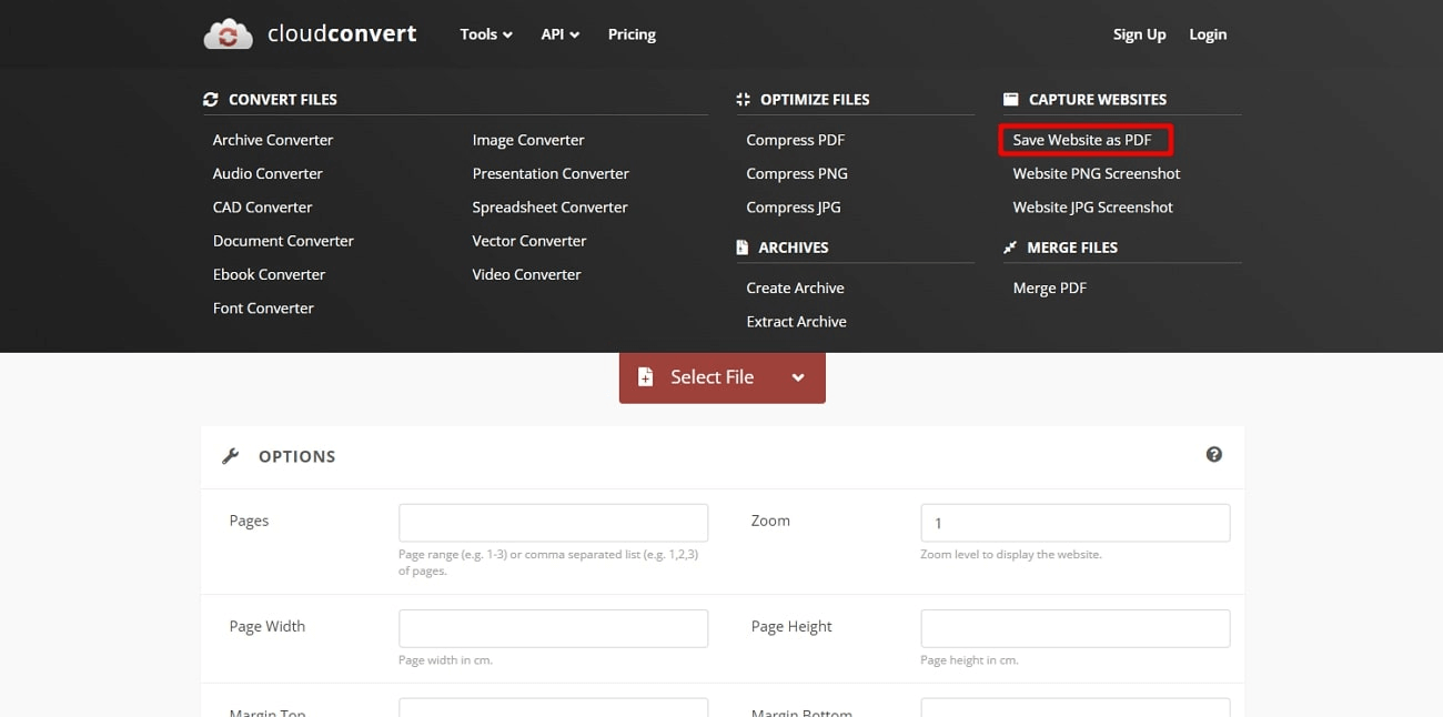 Tool in Cloudconvert öffnen