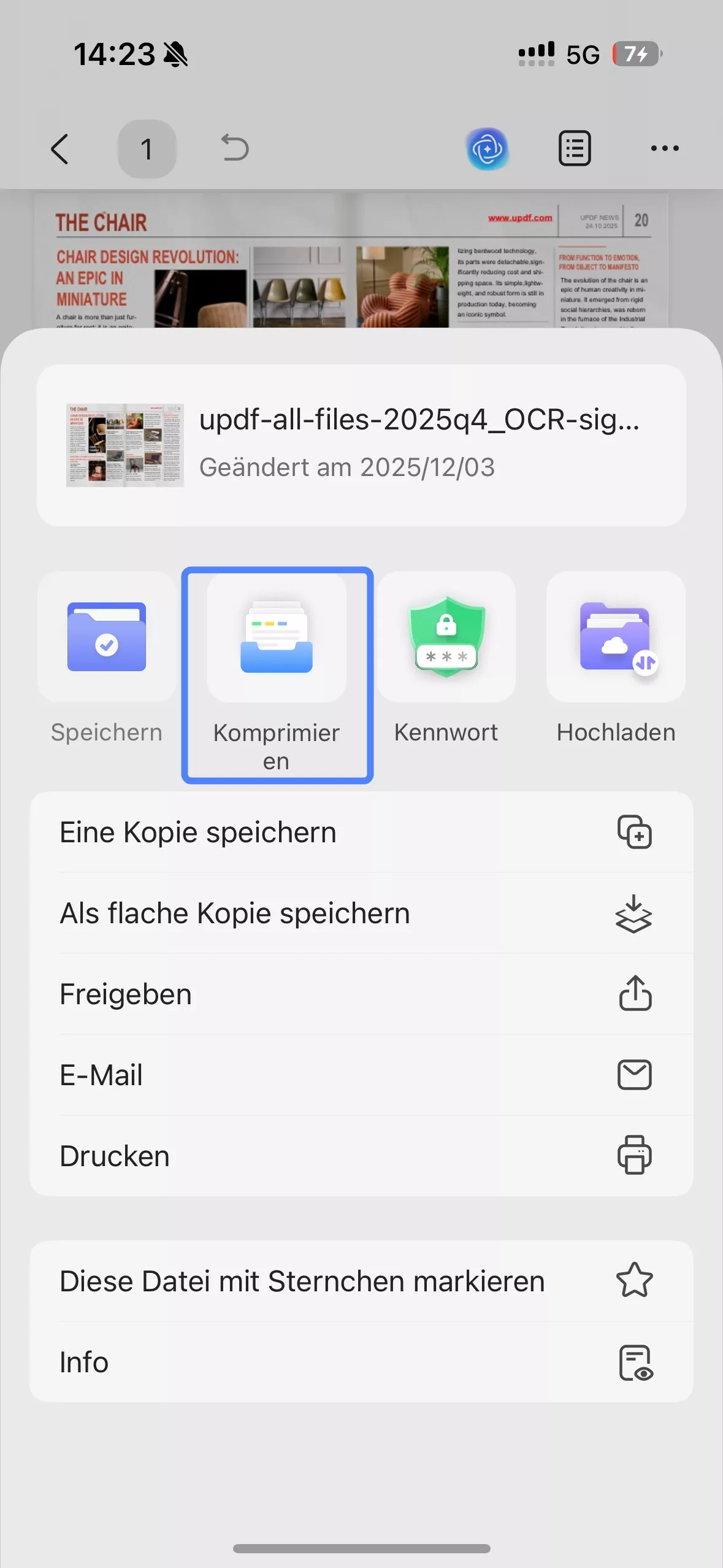 PDF komprimieren auf iphone mit UPDF