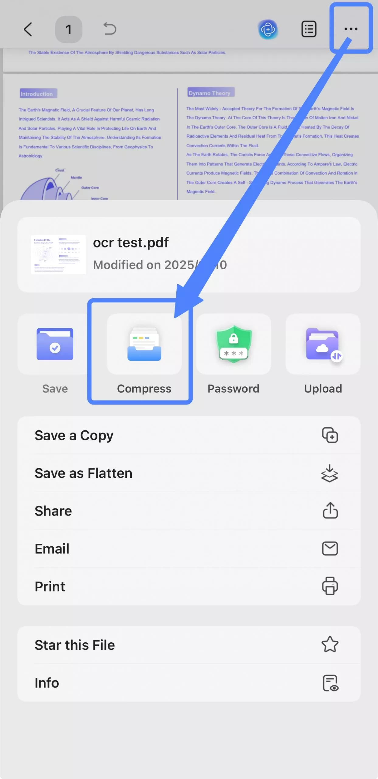 compress file size in updf
