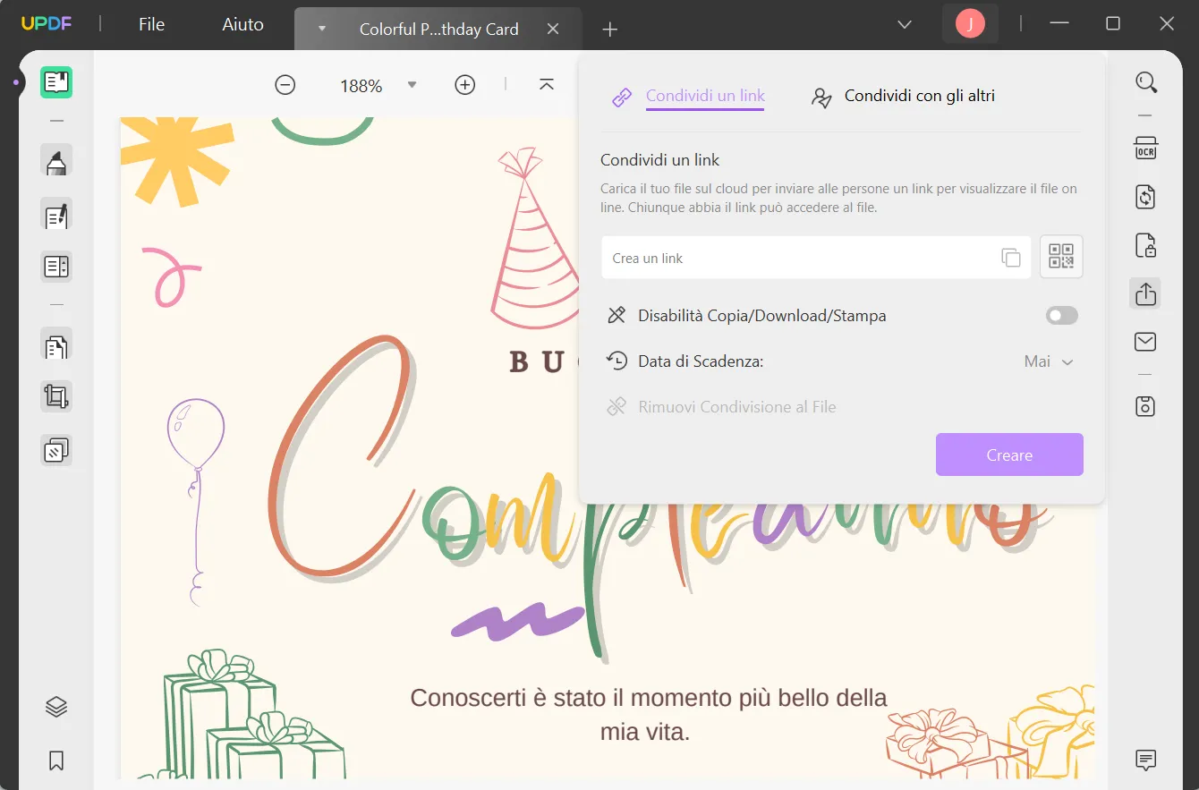 Condividi il biglietto di compleanno con la sorella