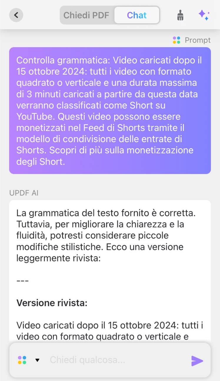 controlla grammatica