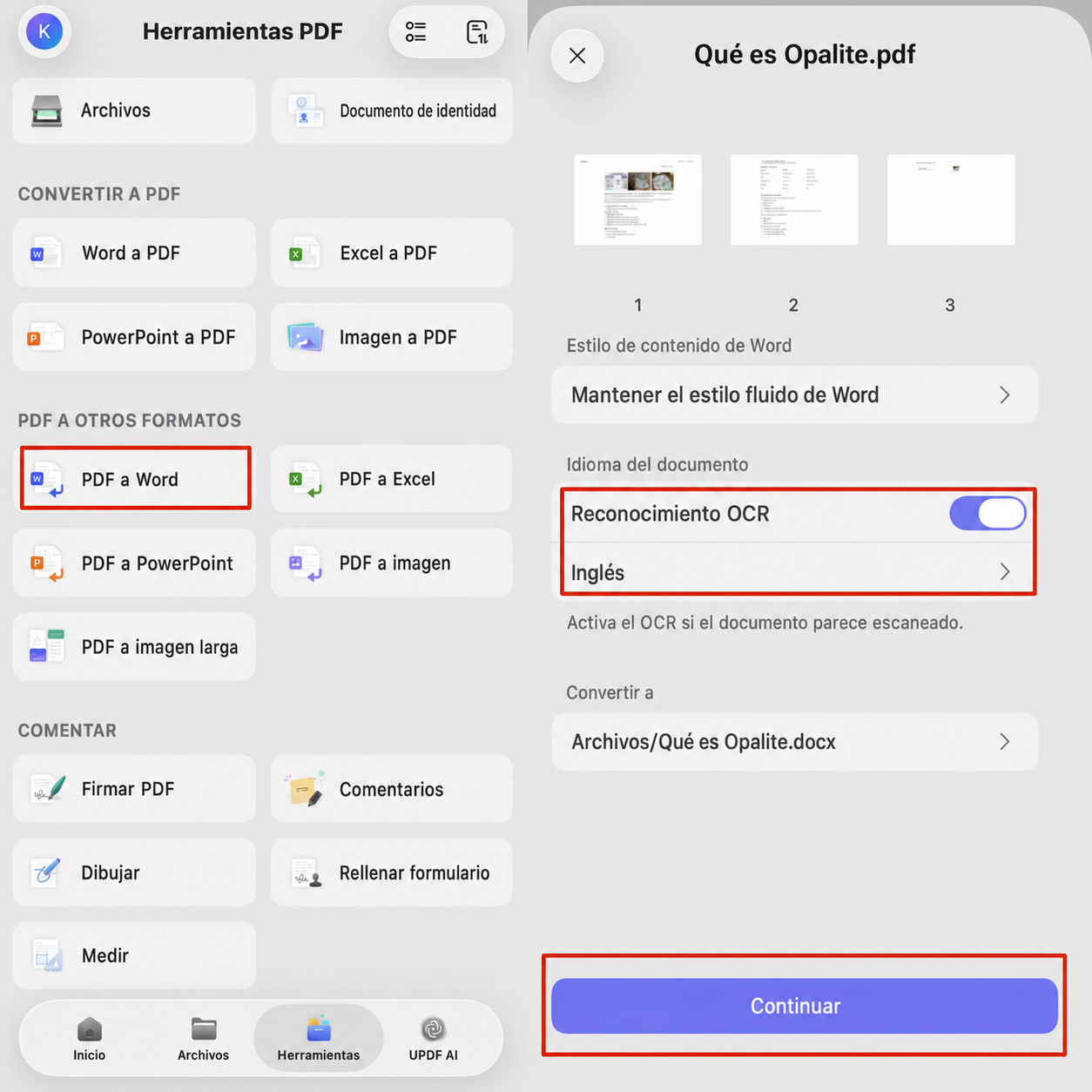 Convertir un PDF en un Documento de Google desde el móvil