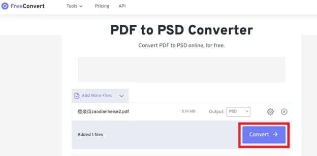 convert pdf to psd with freeconvert