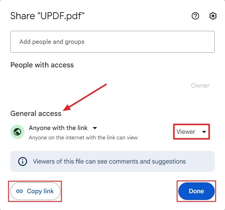 manage share access in the google drive