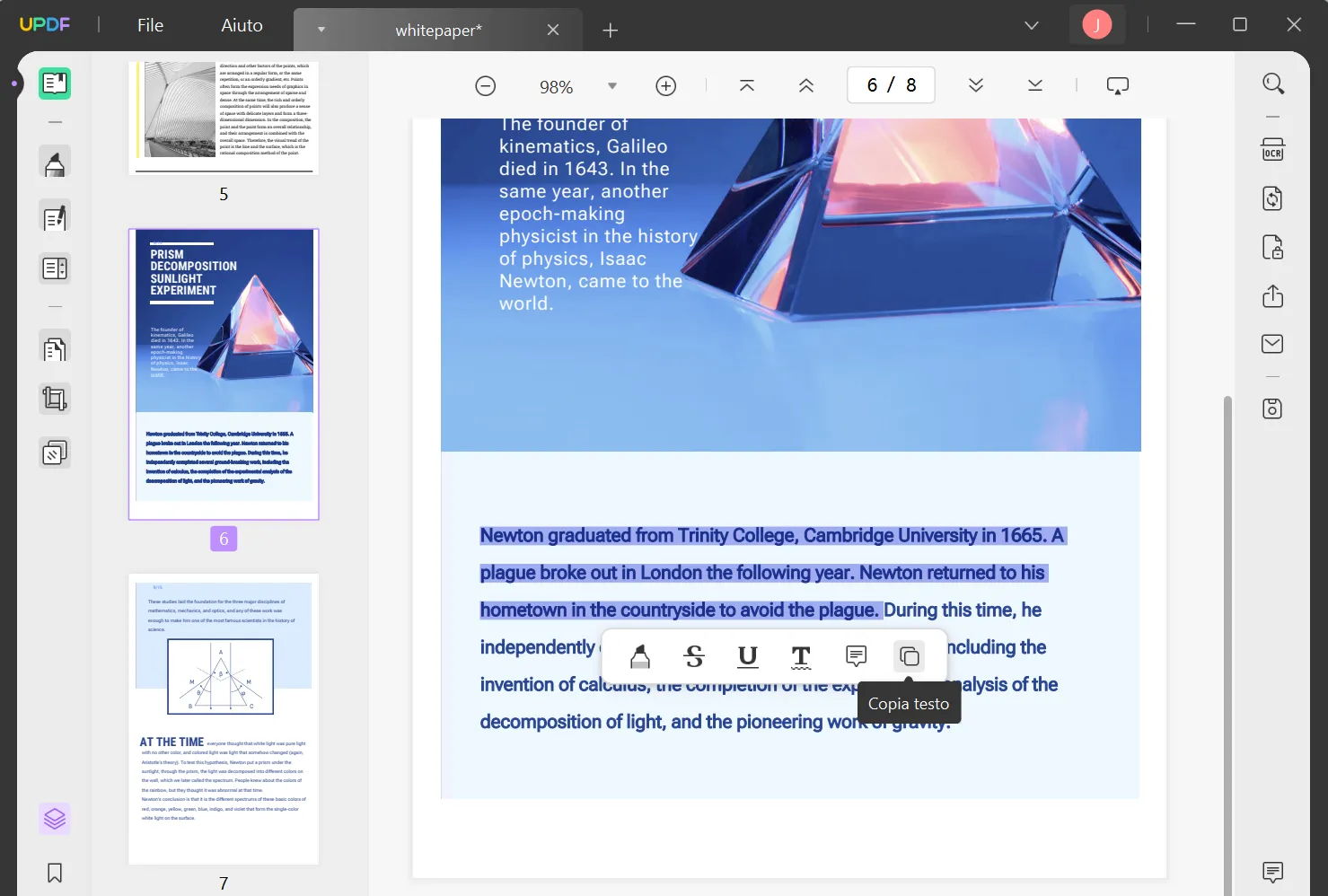 Copiare il testo da un PDF