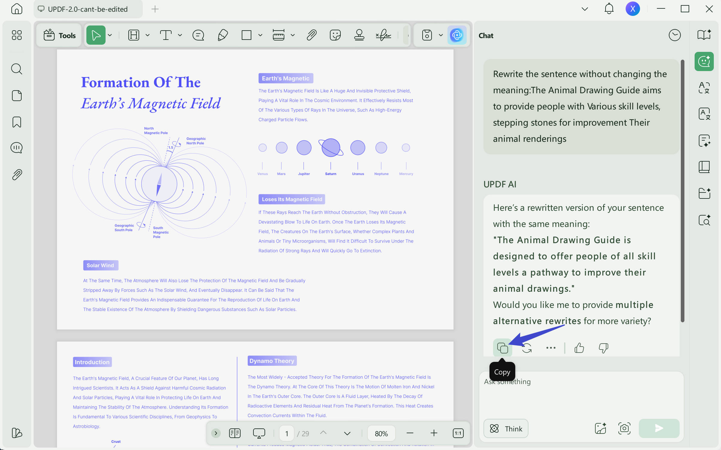 copy the rewrite text updf windows
