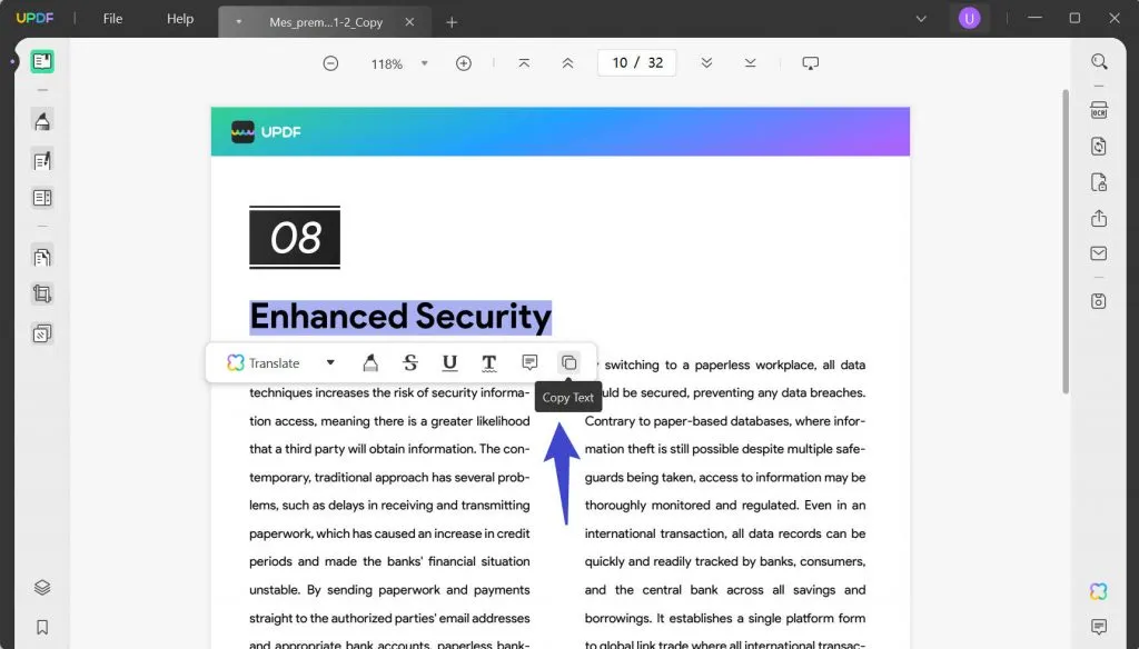 Fix can't copy text from pdf