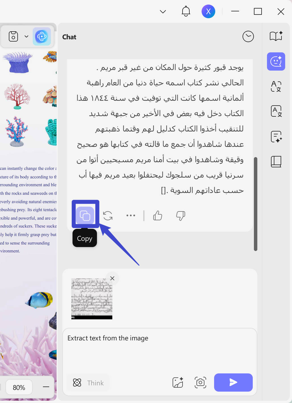 Copy the extracted Arabic text in the PDF with UPDF AI on Windows