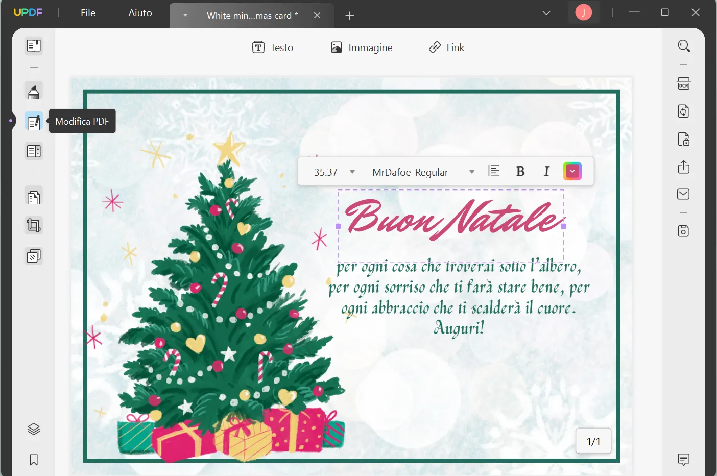 Crea il biglietto di Natale in PDF