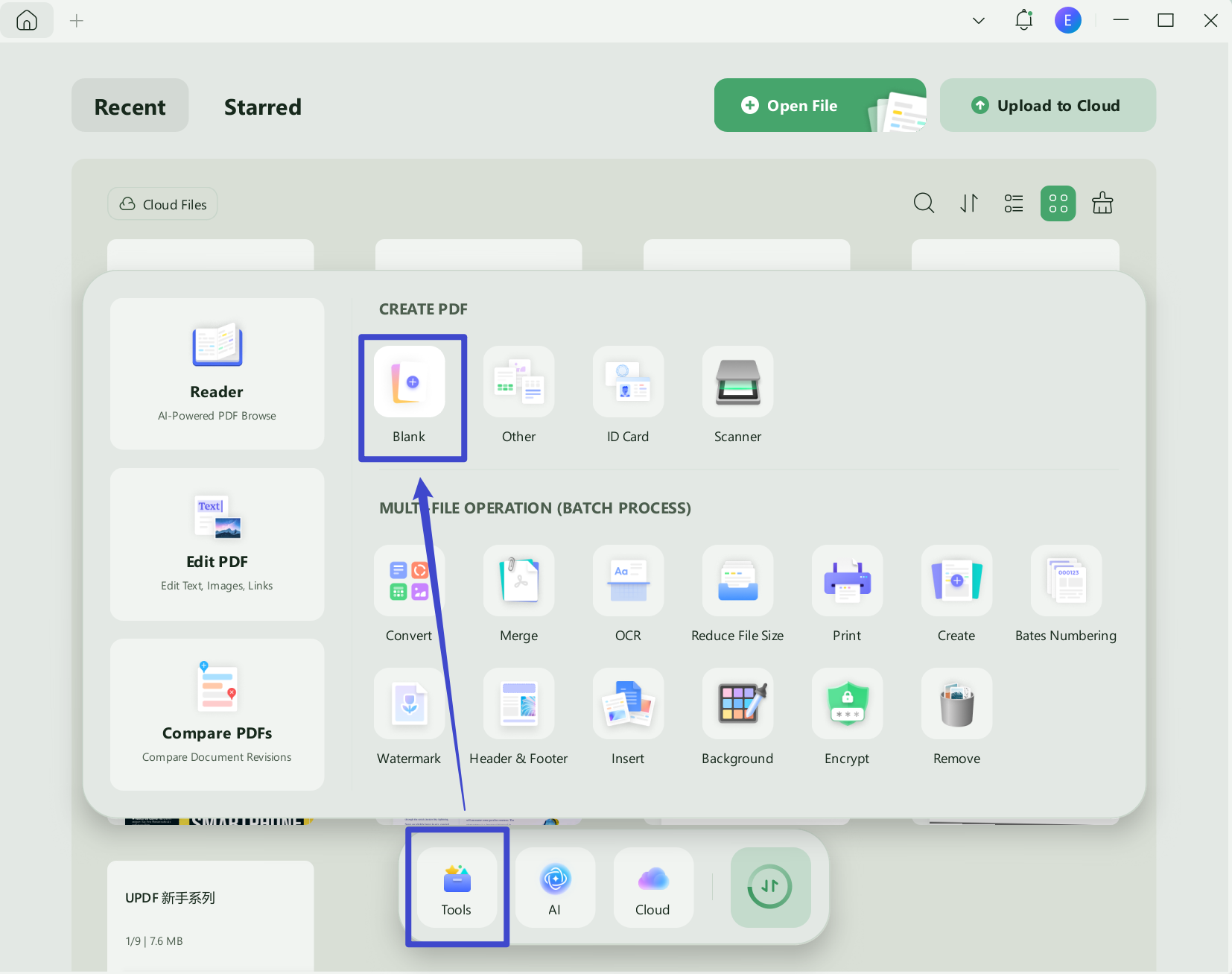Create a new blank PDF with UPDF on Windows