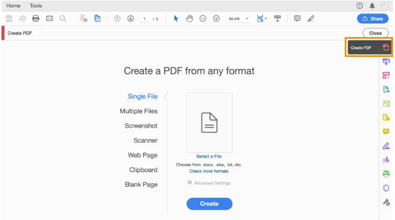 create pdf from text adobe