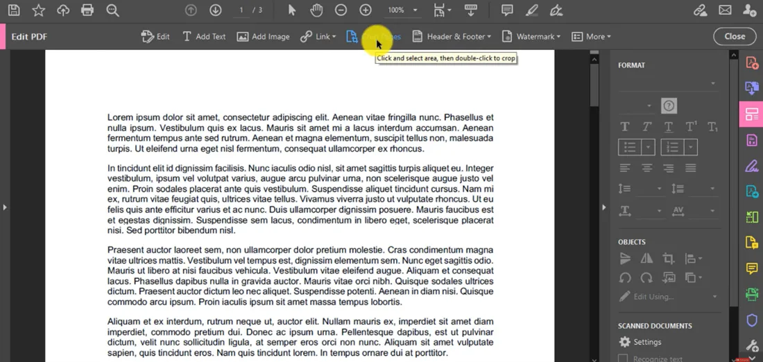 crop pdf with adobe 2