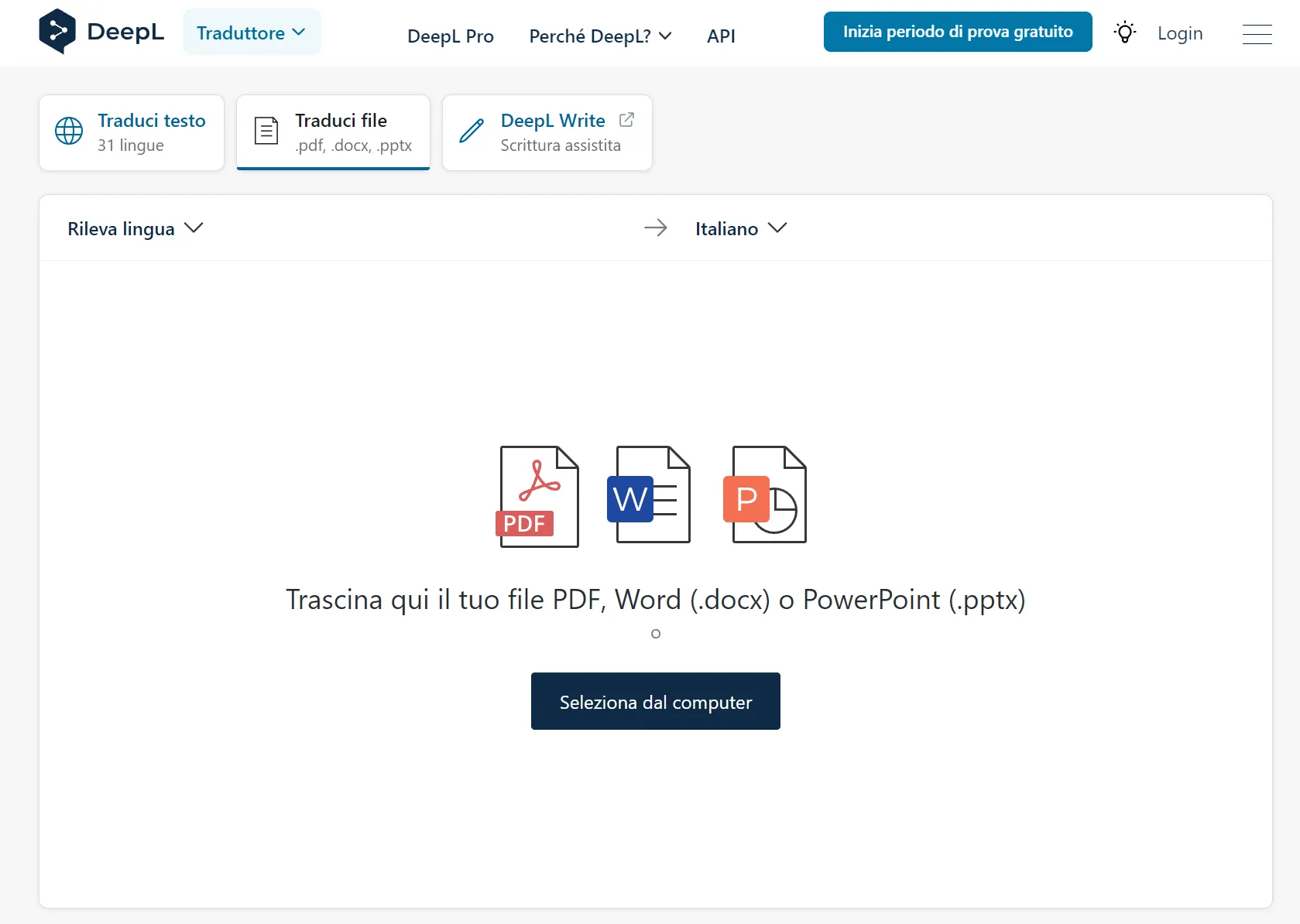 Tradurre PDF francese in italiano online con DeepL