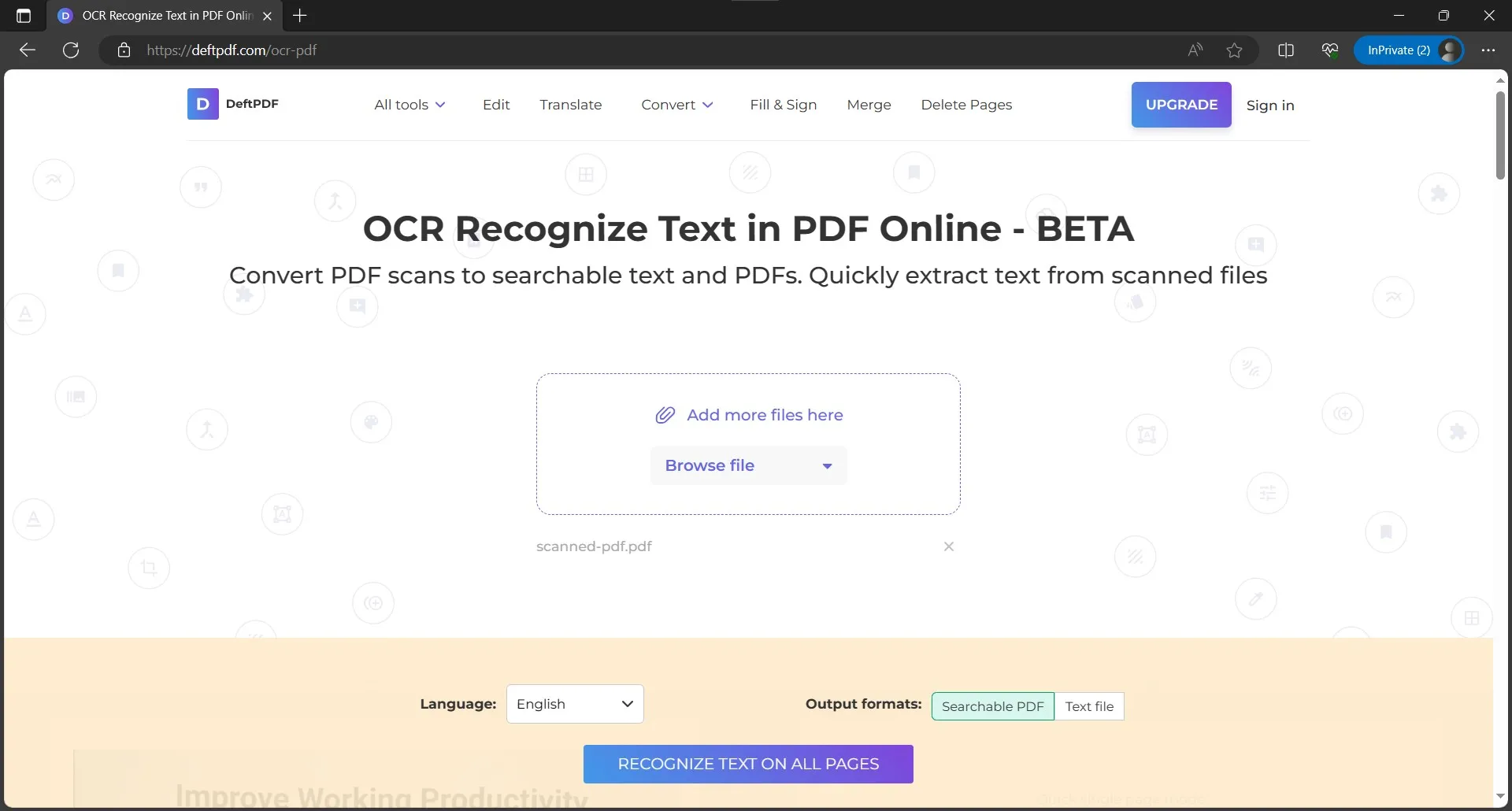 OCR les PDF en ligne gratuitement avec DeftPDF