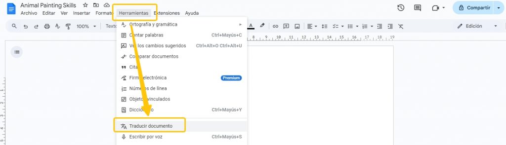 traducir documento en google docs