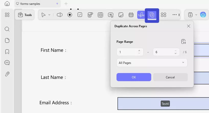 Duplicate across pages