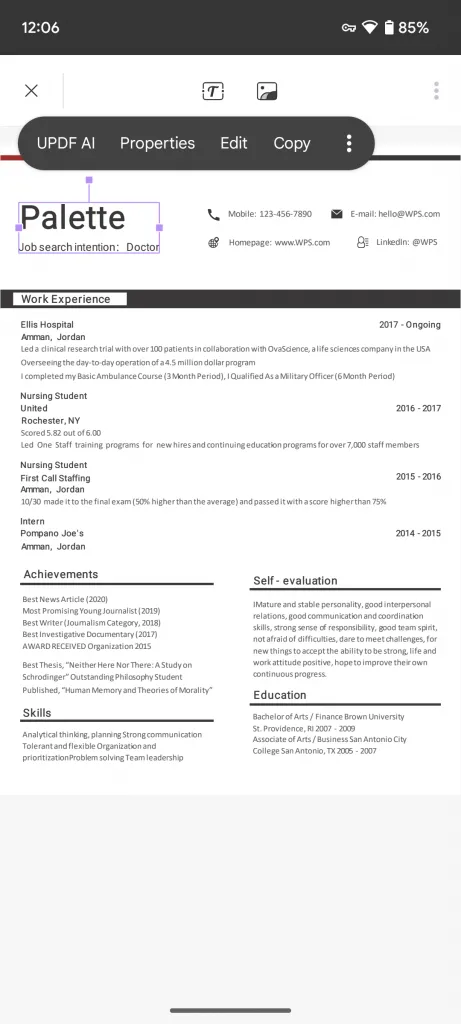 edit pdf resume android