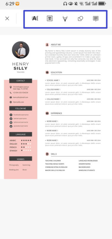 annotate pdf resume android