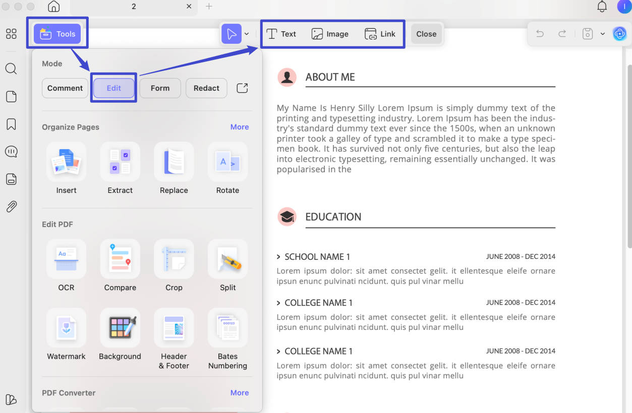 edit pdf resume mac