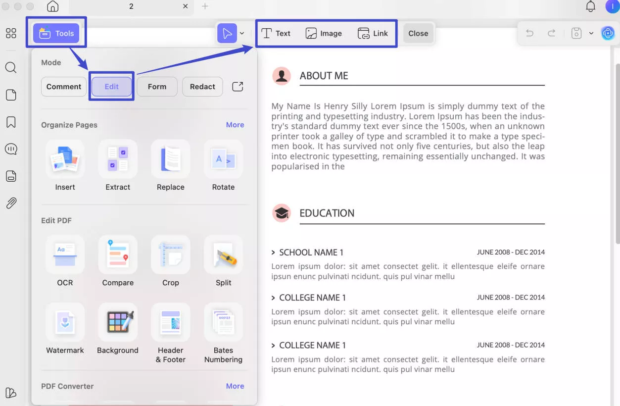 edit pdf resume mac