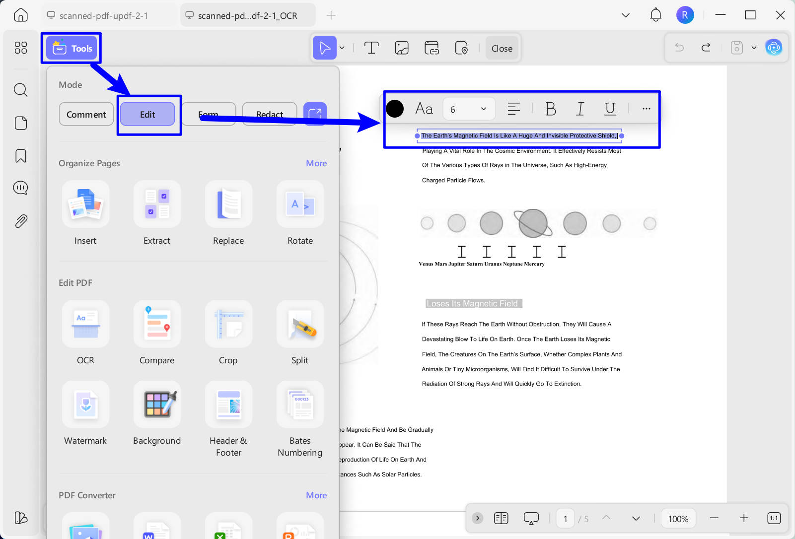 edit scanned pdf text updf windows