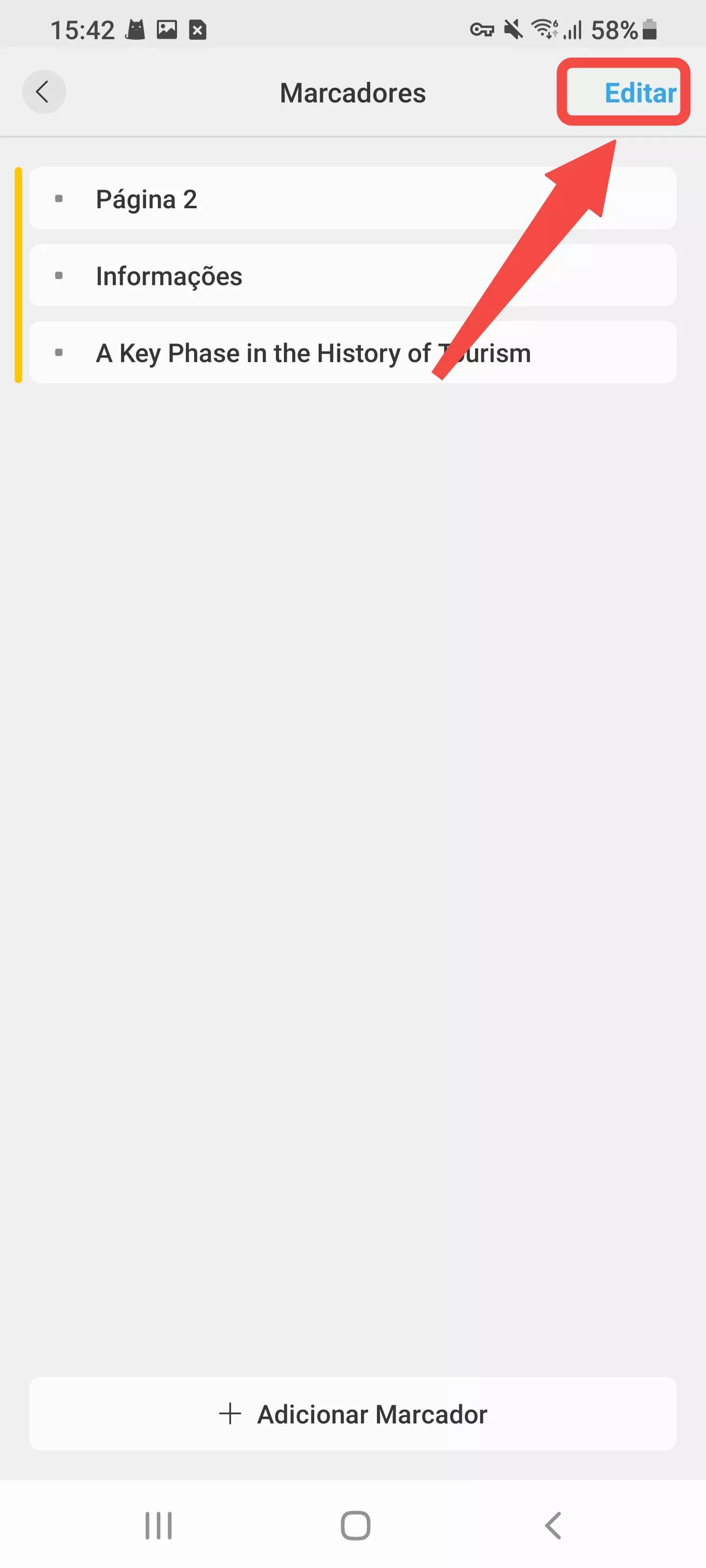 editar o marcador