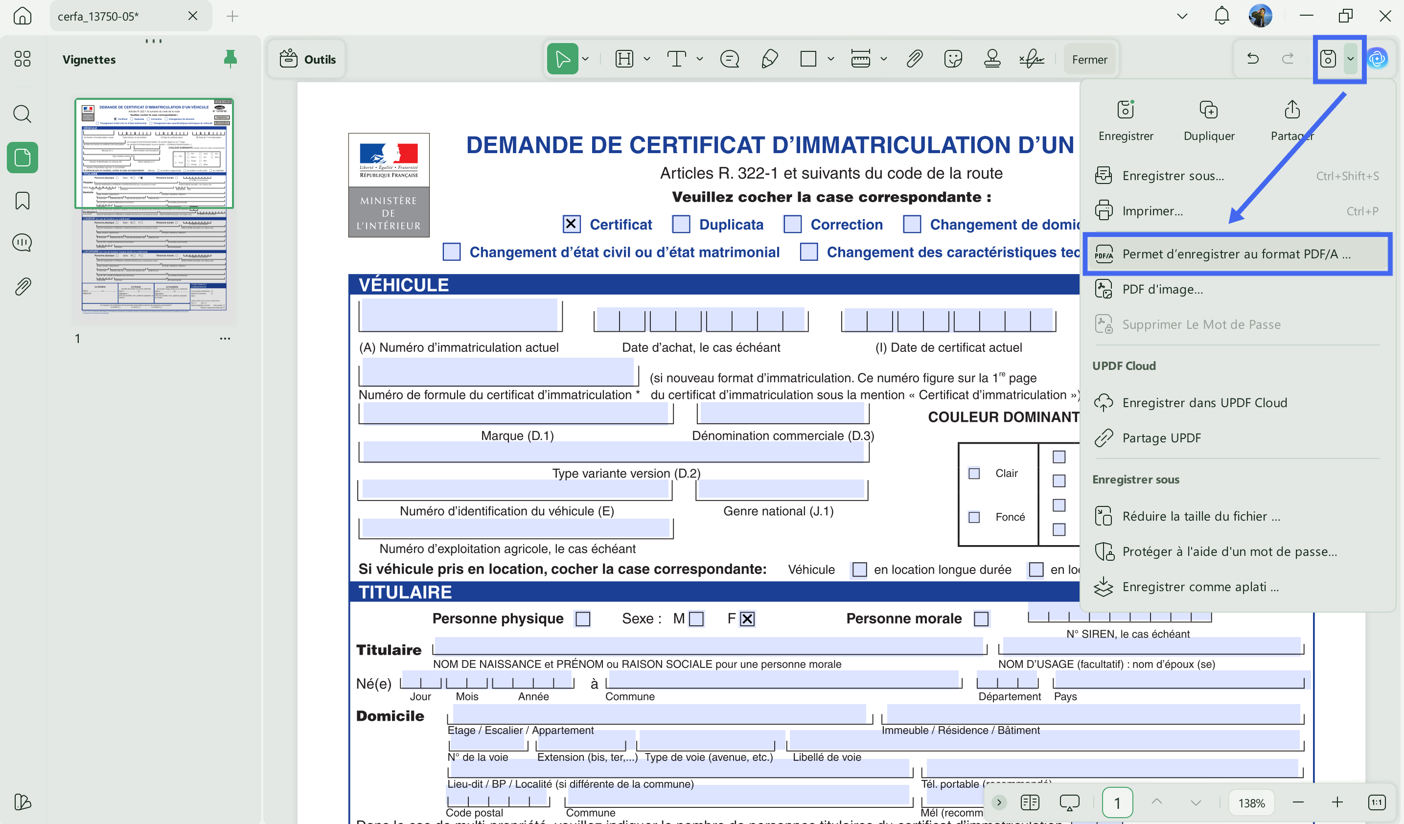 transforner pdf en PDF/A