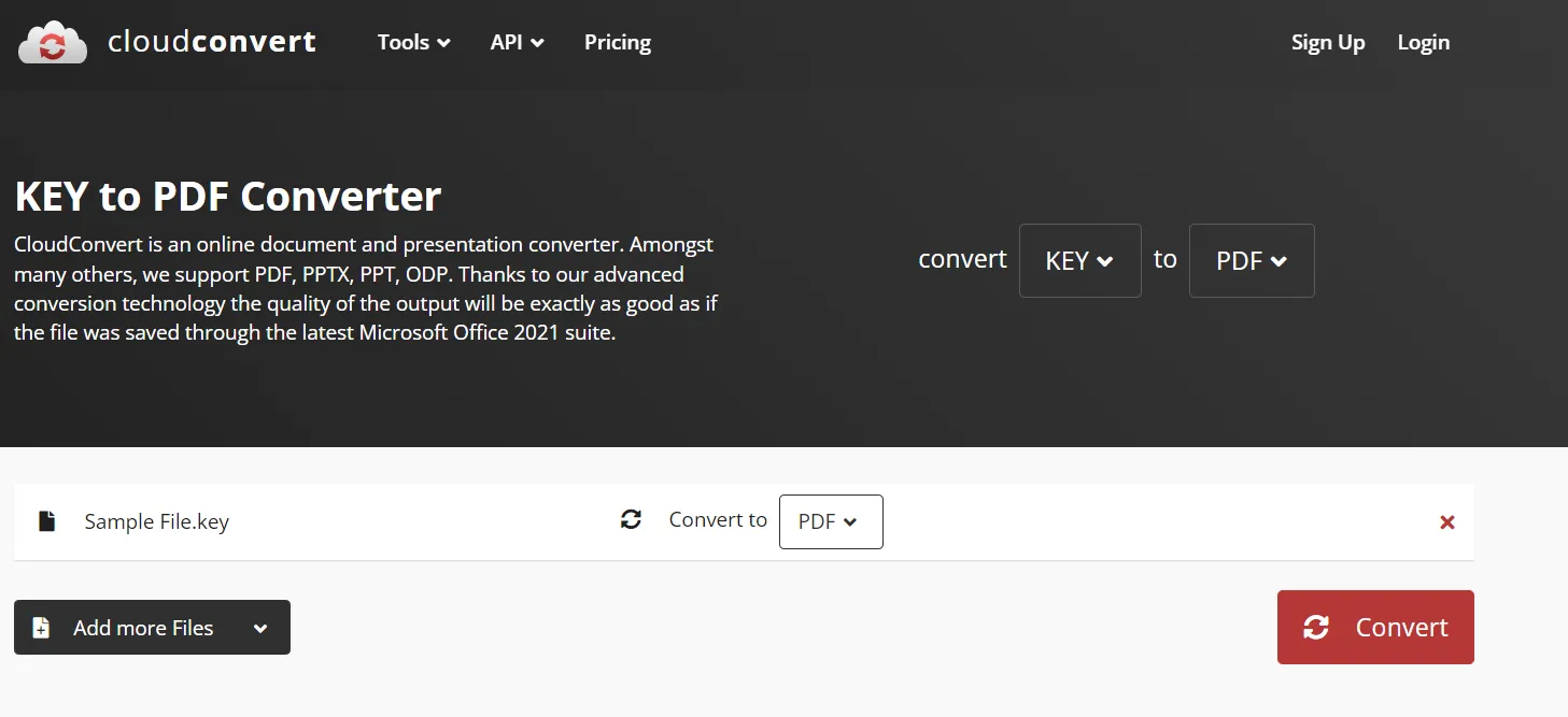 convertir key en pdf cloudconvert