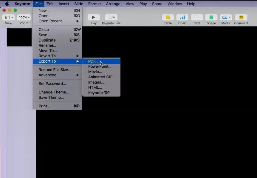 Esporta il file Keynote in PDF su Mac