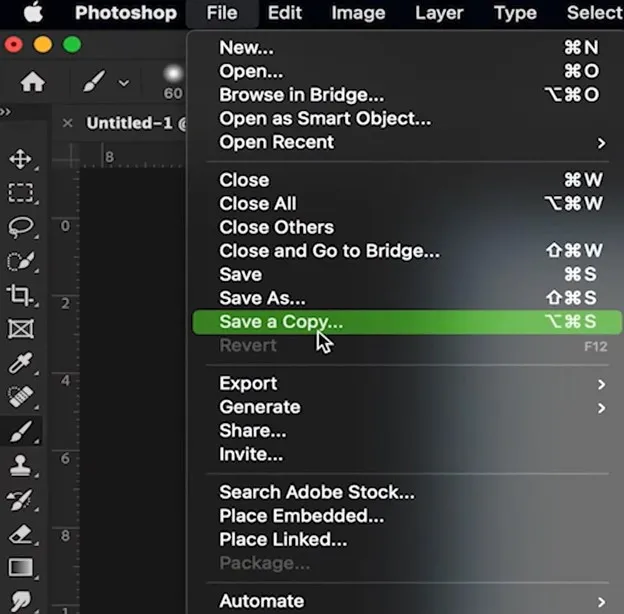 export single-page psd to pdf on mac with photoshop click file