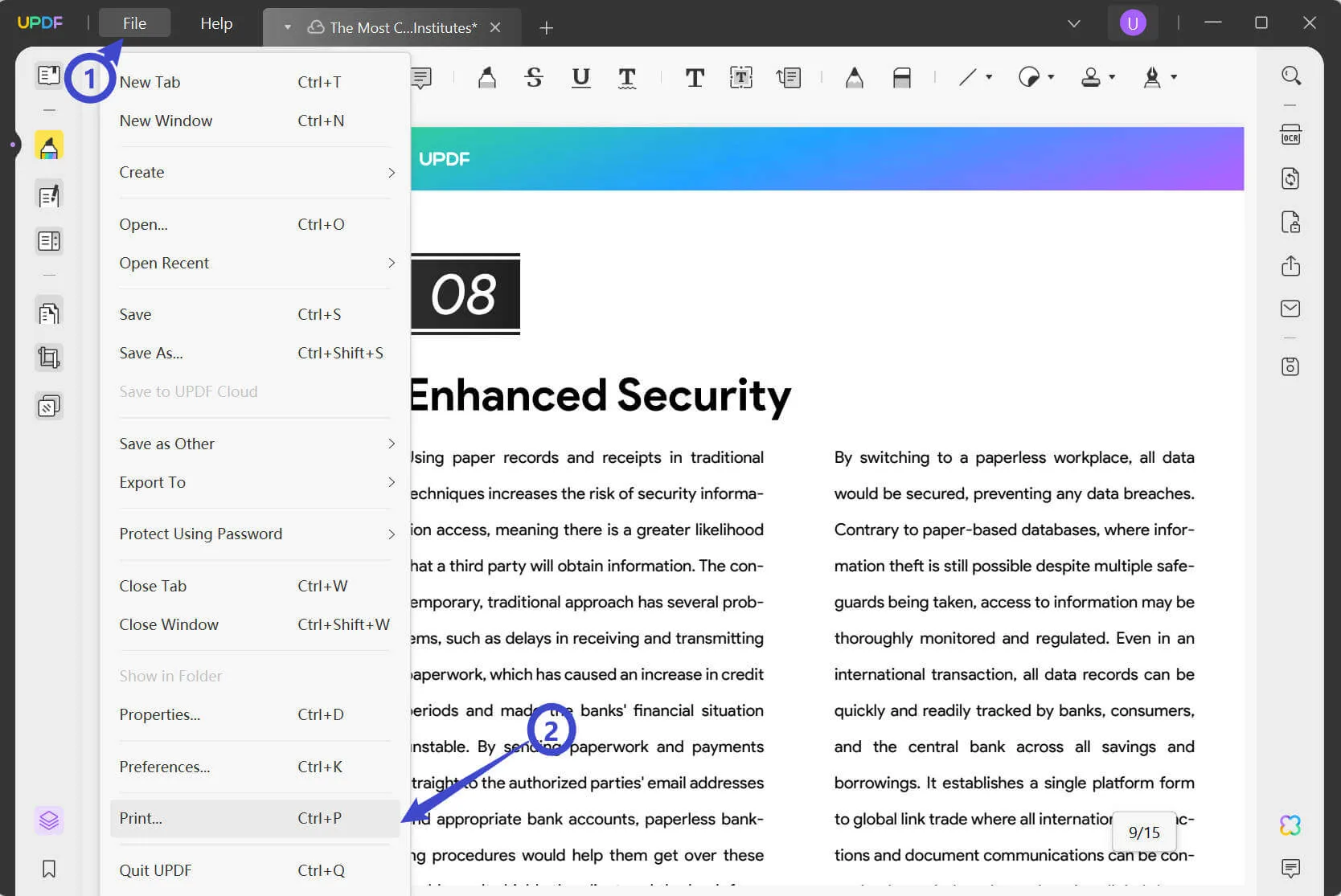 change paper size in pdf print option